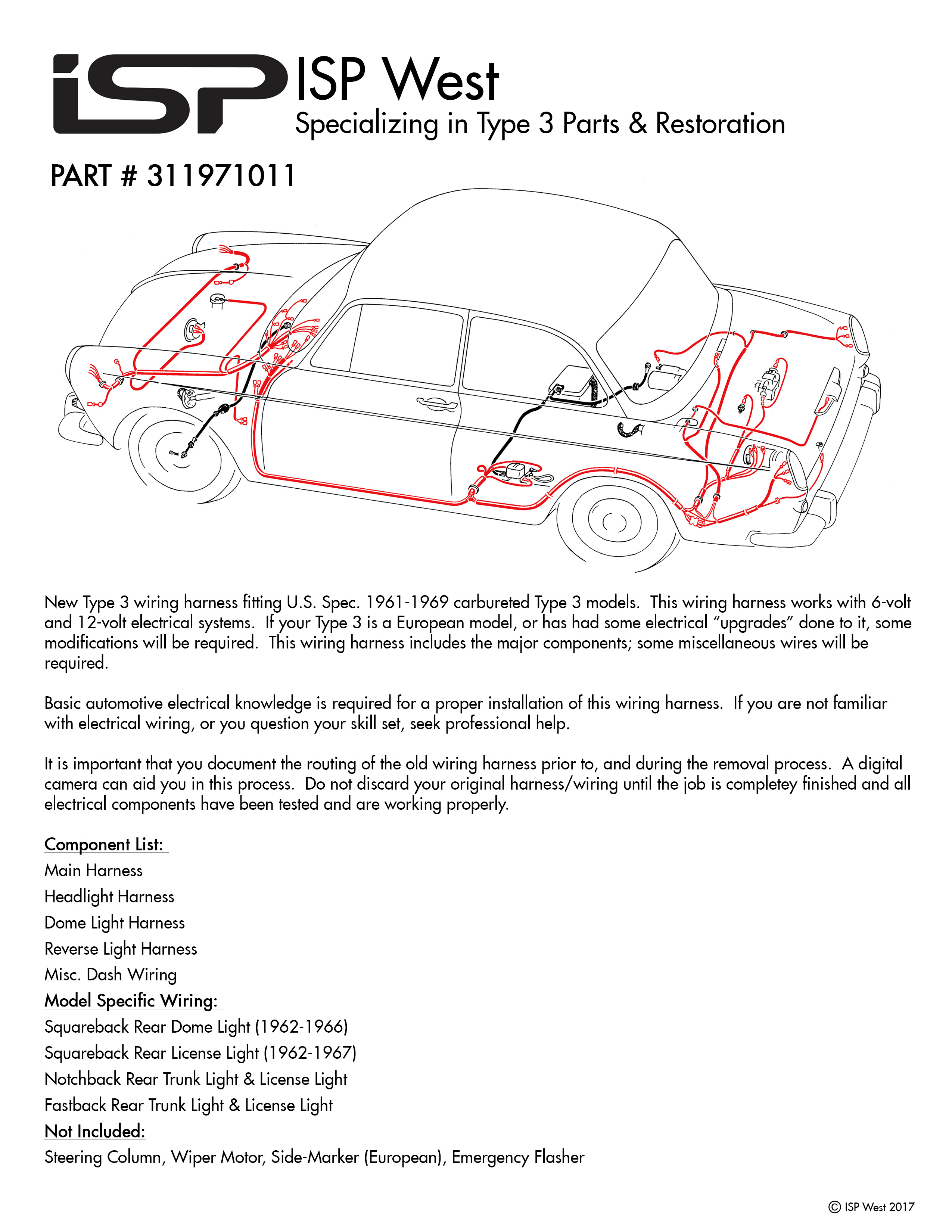 VW Type 3 wiring harness installation instructions