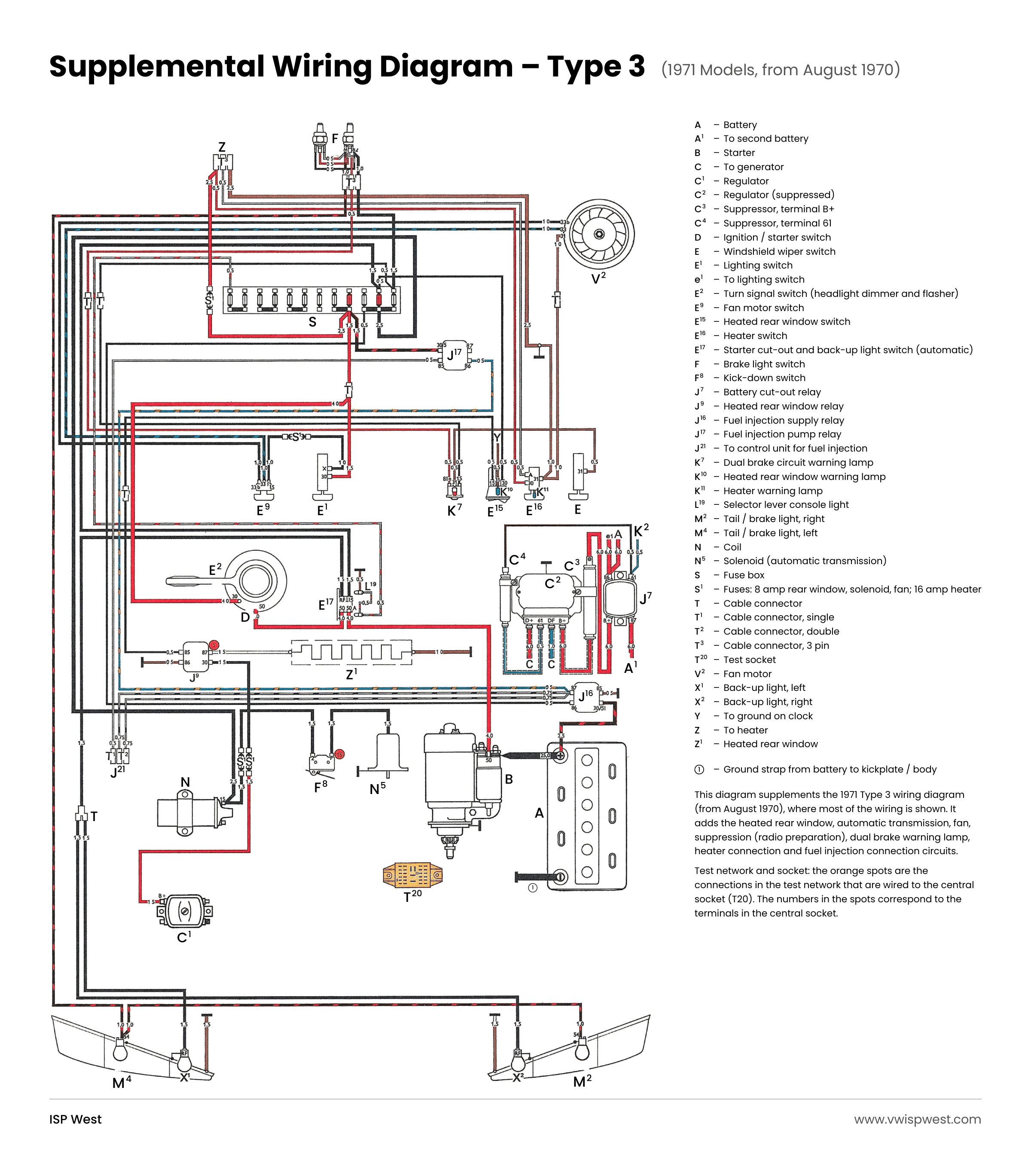 1971 VW Type 3 supplemental wiring diagram