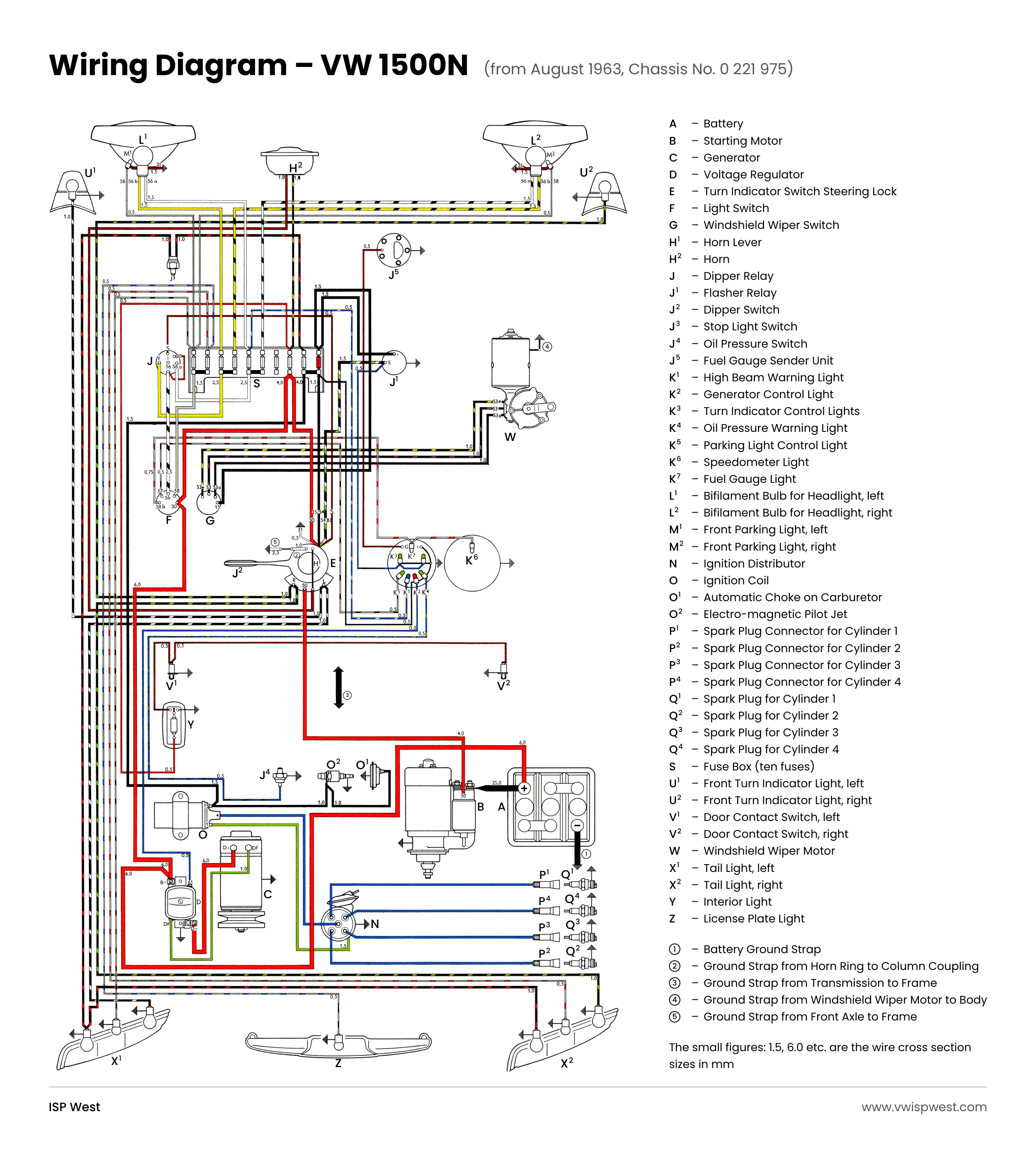 1964 VW 1500N wiring diagram